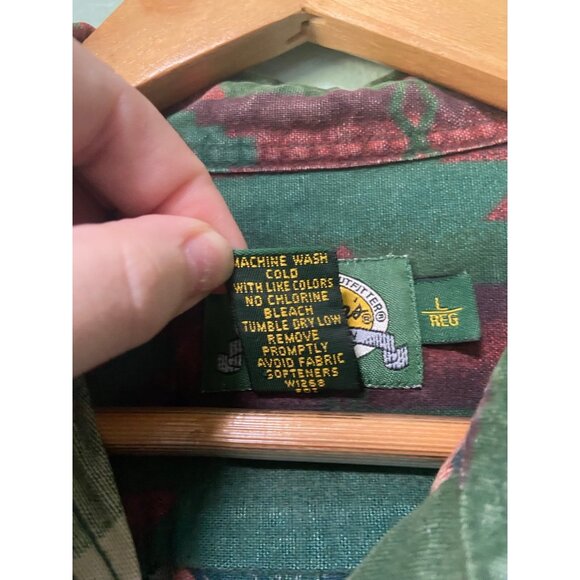 Cabela's Women's Green Patterned Button Up Long Sleeve Shirt Top Size Large - Picture 8 of 9